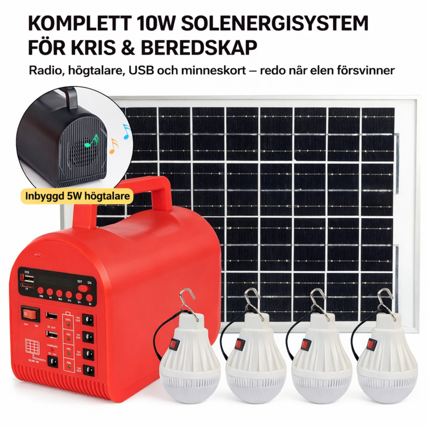 SolCore Light System – portabelt solenergisystem med lampor, USB och radio