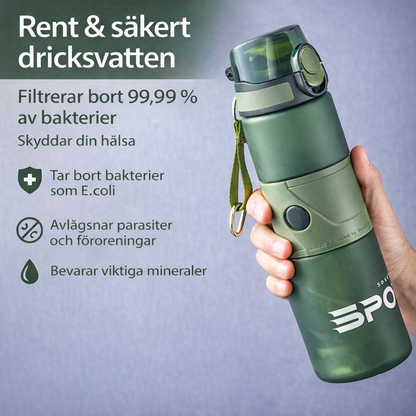 BeredES AquaTrek Filterflaska – Bärbar vattenrenare med flerlagers filter